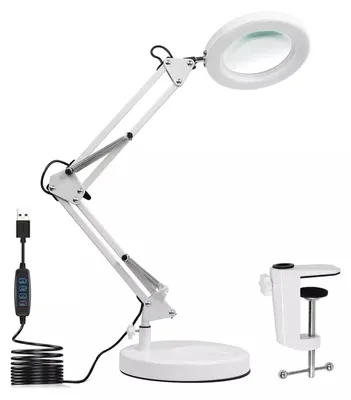 Produktbild von 10X LED Lupenlampe mit Standfuß & Klemme, 3 Lichtmodi, Dimmbar, 72 LEDs, Vergrößerungslampe für Lesen, Basteln, Nähen & Modellbau Schwarz