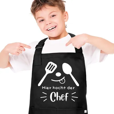 Produktbild von Heyu-Lotus Kinderschürze Wasserdicht Kochschürze 4-12 Jahre mit Tasche & lustigem Design