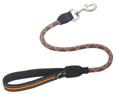 Obrázek produktu pro Krátká vodítko pro psa, elastické, nylonové, s polstrovanou rukojetí, reflexní, šedé a oranžové