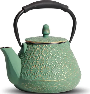 Immagine prodotto di Teiera in ghisa 950ml Bollitore per tè giapponese con motivo a fiori di ciliegio 32 oz verde