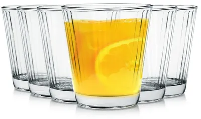 Produktbild von Trinkgläser Glas - 6er Set - Wassergläser Saftgläser mit Rillen Struktur 220 ml