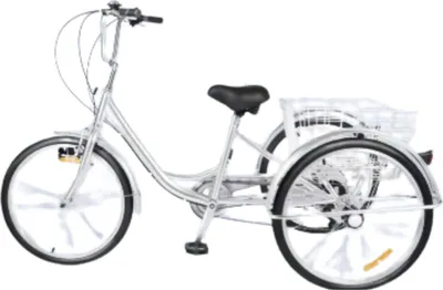 Produktbild von Driewieler Madrid 24 Zoll – 6 Gänge – Faltbares Trike für Erwachsene mit Hinterkorb – Silber