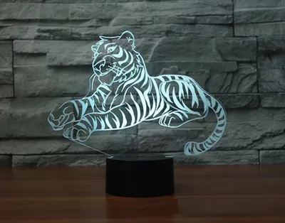 3D Nachtlampe Tiger, 16 Farben LED, Fernbedienung, Tischlampe Kinder