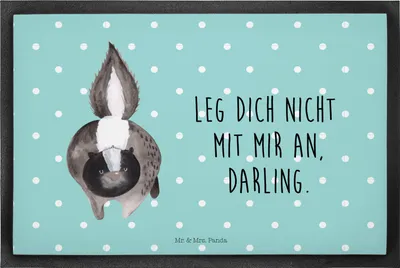 Produktbild von Mr. & Mrs. Panda Schmutzfangmatte Stinktier Angriff 60 x 90 cm - Türkis Pastell - Geschenk, Raubtier, Drohung, wütend, Fussmatte, Schmutzmatte, Schmutzfangteppich, Skunk