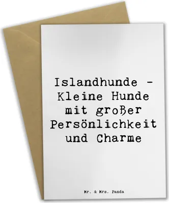 Produktbild von Mr. & Mrs. Panda Glückwunschkarte Spruch Charme Islandhund - Weiß - Geschenk, weihnachtskarten, Islandhunde, Klappkarte, dankeskarten, Schafhunde, Hunderasse, Hund