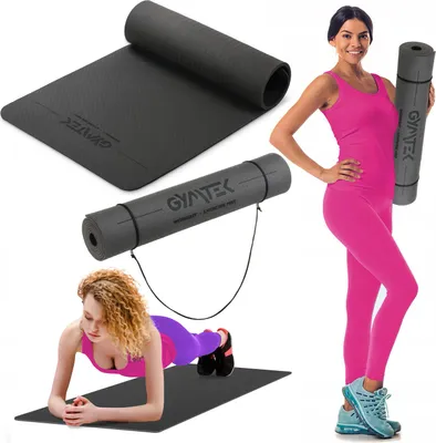 Obrázok produktu pre Gymtek podložka na cvičenie 0,5 cm - 180x61 cm - podložka na cvičenie pilates, jogy a fitnes - protišmyková podložka na jogu - čierna