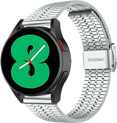 Produktbild von Strap-it Edelstahlarmband - Kompatibel mit Samsung Galaxy Watch Armband 42mm Ersatzarmband Edelstahl - Verstellbarer Verschluss - Hochwertiges Material - für Smartwatch 20mm Armband Silber