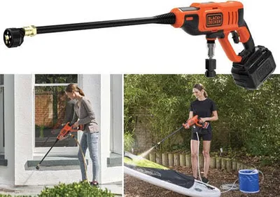 Immagine prodotto di Idropulitrice Idropistola portatile 18V con batteria 2Ah e caricabatterie Black+Decker