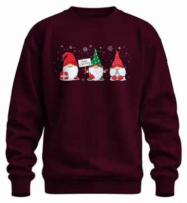 Zdjęcie produktu dla Wesołych Świąt Gnome Elf Gnome - Prezent Świąteczny Świąteczny Uni  Sweter Świąteczny, Bordowy, S