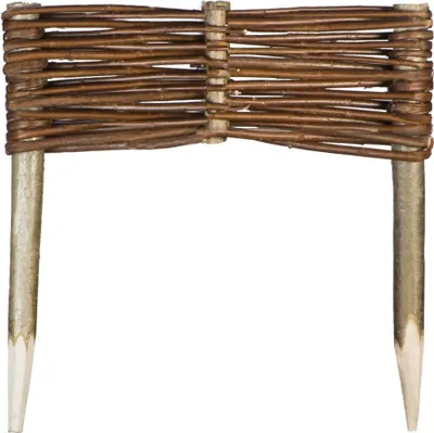 Produktbild von Weide Beeteinfassung in 16 Größen Weidenzaun Rasenkante Beetbegrenzung Steckzaun imprägniert mit Buchepflöcken für leichtes Einsetzen Palisade  Länge: 30 cm Höhe: 10 cm