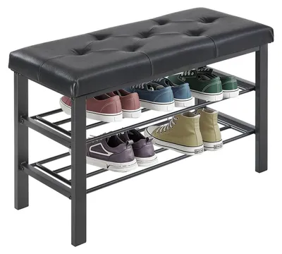 Productafbeelding van Sweetcrispy schoenenbank, schoenenrek met 3 niveaus, schoenenrek met zitbank, 32 x 81