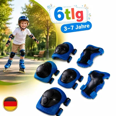 Image de Ensemble Kinder Protektoren 6 en 1 : protège-genoux, équipement de protection, protections pour patins à roulettes, couleur bleu