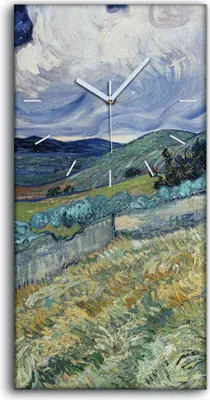Produktbild von Wanduhr Uhr Wandbild Leinwand Geräuschlos 30x60 Landschaft von Saint Rémy - weiße Hände