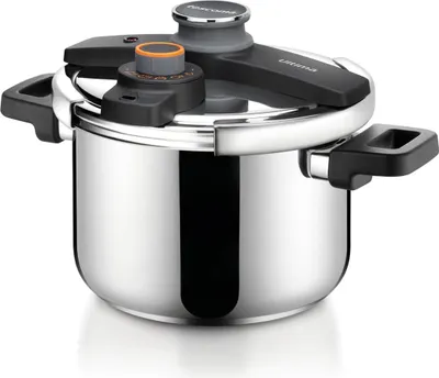 Produktbild von 702766 Schnellkochtopf, Edelstahl, schwarz/grau