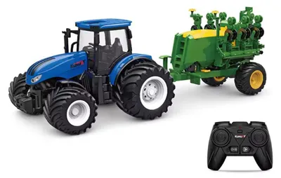 Produktbild von RC Traktor blau 6646 mit Sämaschine - Ferngesteuerter Traktor mit 30min Spielzeit / Demo-Funktion / Gummireifen