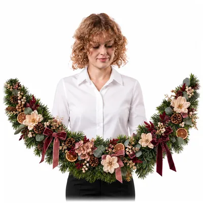 Imagen del producto de Guirnalda navideña artificial KADAX de 100 cm, guirnalda de abeto realista para decoración festiva, ideal para uso en interiores y exteriores, Imagen generada por IA