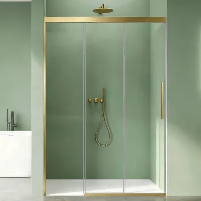 Produktbild von Mai & Mai Schiebetür für dusche, Nischentür 3-teilig Duschtür 80x195cm Gold
