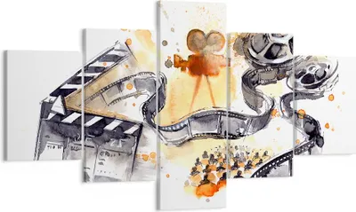 Produktbild von Bild auf Leinwand - Leinwandbild - Film Projektor Illustration - 125x70cm - Wand Bild - Wanddeko - Leinwanddruck - Bilder - Kunstdruck - Wanddekoration - Leinwand bilder - Wandkunst - EA125x70-3017