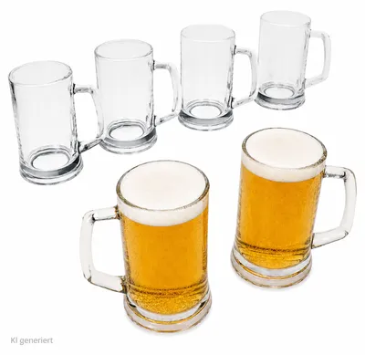 Immagine prodotto di 6 boccali da birra Viva da 0,3 l con manico, boccali da birra da 300 ml, boccali in vetro Seidel