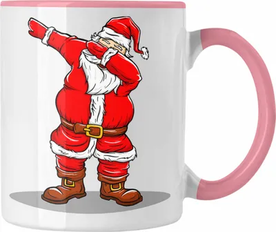 Produktbild von Trendation - Weihnachten Tasse Weihnachtsmann für Kinder Weihnachtstasse Lustig Geschenk Jungs Jungen Mädchen Cute Lebkuchen Grafik Becher (Rosa)