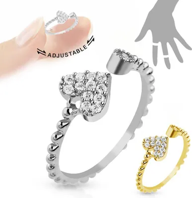 Produktbild von Mid Ring / Knöchel-Ring / Zehenring verstellbar „Herz“ Silber