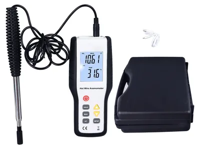 Zdjęcie produktu dla Anemometr termiczny, wyświetlacz LCD, wysoka czułość, wielofunkcyjny ręczny miernik prędkości wiatru, temperatura