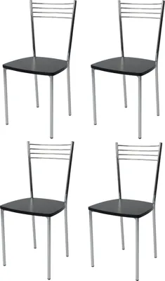 Immagine prodotto di t m c s Tommychairs - Set di 4 sedie moderne ELENA per cucina e sala da pranzo, struttura robusta in acciaio cromato, sedile in legno in colore nero anilina
