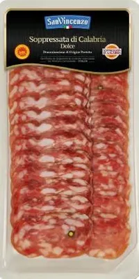 Produktbild von Soppressata di Calabria DOP in Scheiben geschnitten 80g - San Vincenzo