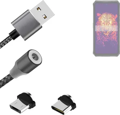 Produktbild von K-S-Trade Hochwertiges Magnet-Lade-kabel Sync-Kabel Daten-Kabel kompatibel mit Ulefone Armor 28 Ultra mit USB-Typ-C-Anschluss und Micro-USB-Anschluss