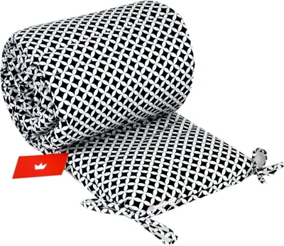 Produktbild von BabyLux Nestchen Bettumrandung 210x30 cm – Kopfschutz für Babybett, Beistellbett & Laufgitter – Gitterbett-Polsterung - Baumwolle 107. Marokko Schwarz