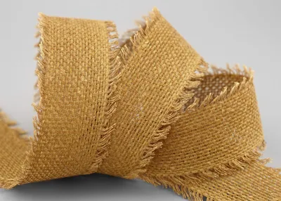 Productafbeelding van 30m x 40mm Katoenen Band Mosterd met Fringes