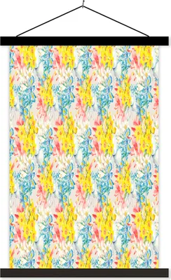 Produktbild von MuchoWow® Textilposter Blumen - Farben - Pastell 40x60 cm mit schwarzem Rahmen - Wanddekorationen