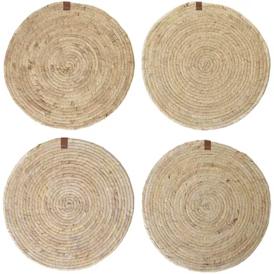 Produktbild von VIVANNO Tischset Maisblatt ILANA Rund, Natur geflochten - 35x1 cm