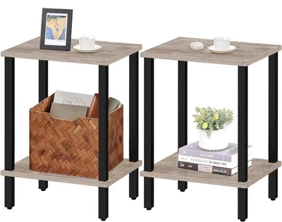 Produktbild von Hoppa! Beistelltisch | 38 x 30 x 55 cm | Schwarz/Braun | Metall mit MDF