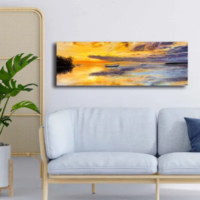 Image de Wallity, 3090NISC-013, Peinture décorative sur toile, 100 % PEINTURE (épaisseur : 2,8 mm), Jaune, 30 x 90 cm