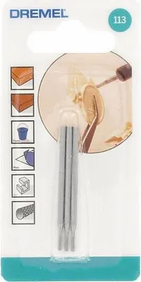 Zdjęcie produktu dla Frez Grawerujący DREMEL 113, Cylindryczny, 1.6mm, Zestaw 3 szt., Do Drewna, Plastiku i Metali Miękkich
