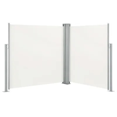 Image de vidaXL Marquise latérale extensible double 170 x 600 cm Crème