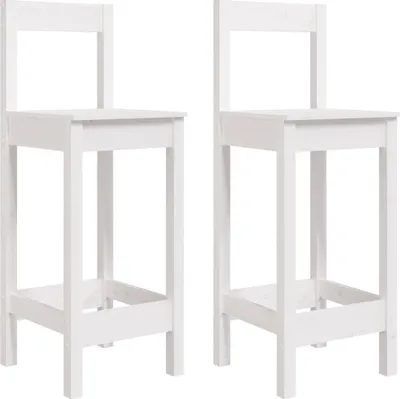Produktbild von vidaXL Barstühle 2 Stk. Weiß 40x41,5x112 cm Massivholz Kiefer
