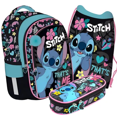 Produktbild von Stitch Schulset Rucksack, Tasche, Federmäppchen