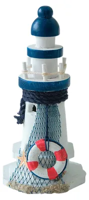 Produktbild von Retro-Leuchtturm-Ornament, handgefertigte rustikale Leuchtturm-Statue aus Holz, Küsten-TischNachbildungation für Partys mit Ozean-Motto, Strandhaus-Nachbildungation B