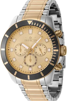 Image de Invicta Pro Diver 46049 Montre Homme - Entanche - Analogique - mouvement à quartz - acier inoxydable avec cadran or - 45mm
