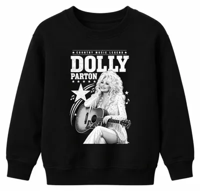 Immagine prodotto di Felpa con cappuccio, stile western, con la scritta "Dolly Parton", icona della musica country, per bambini, taglia 140, colore nero