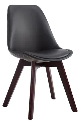 Imagen del producto de Silla CLP Manado, tapizada en cuero sintético, con cojín en el asiento y patas de madera. Estructura en color , patas en color nogal