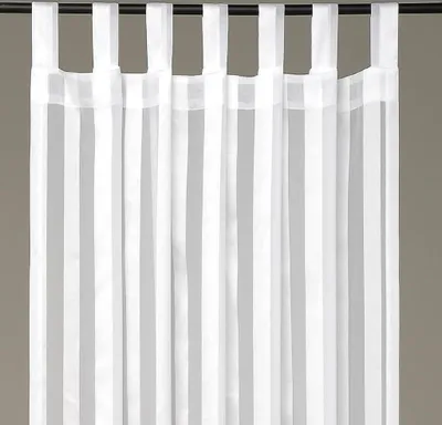 Produktbild von Gardine 2er Pack mit Schlaufen (Streifen, halbtransparent), Größe: 140x175cm, Farbe: Weiß