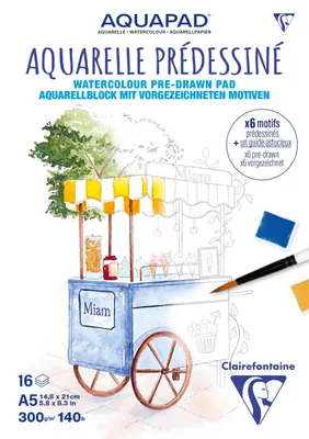 Produktbild von Clairefontaine 5x Aquarellblock Vorlagen A5 16Bl 300g 976071C