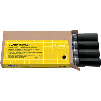 Obrázek produktu pro Sigel 4 Whiteboard- und Flipchart-Marker schwarz 2.0 - 3.0 mm