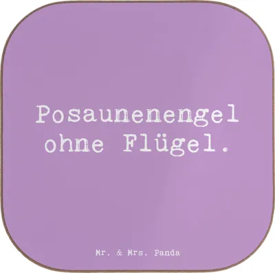 Produktbild von Mr. & Mrs. Panda Untersetzer für Gläser Spruch Engel Posaune - Lavendeltraum - Geschenk, Instrumente, gläseruntersetzer, Musikinstrument, Getränkeuntersetzer, Lernen