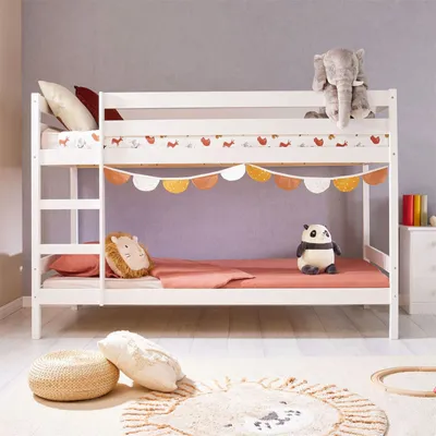 Produktbild von Etagenbett Doppelstockbett FELIX für Kinder Hochbett Kinderbett mit Leiter Kiefer massiv natur 90 x 200 cm (B x L)