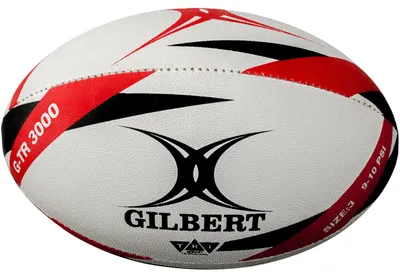 Image de Ballon d'entraînement de rugby Gilbert G-TR3000, rouge, taille 3, lot de 30 pièces