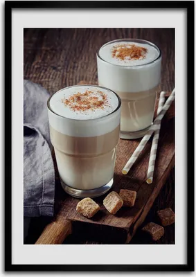 Produktbild von Bild - Bilderrahmen - 50 cm x 70 cm - MDF - Rahmen - Wandkunst Latte Kaffee